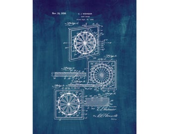 Dart Board Patent Print Poster - 1936 -  Historical Vintage Wall Art