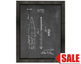 Pneumatic Surfboard Patent Print Poster - 1950 - Historical Vintage Wall Art - Great Gift Idea