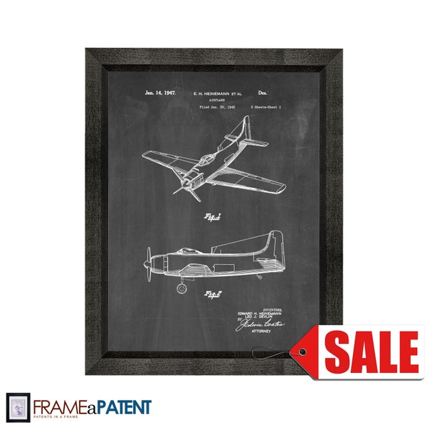 Airplane Patent Print Poster - 1947 - Historical Vintage Wall Art - Great Gift Idea