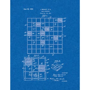 Scrabble Game Patent Print Poster - 1956 -  Historical Vintage Wall Art