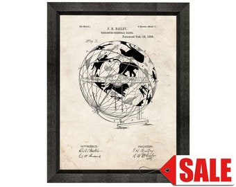 Terrestrial Sidereal Globe Patent Printable Astronomer Gift Idea Terrestrial Globe DIGITAL DOWNLOAD - Globe Blueprint Armillary Sphere