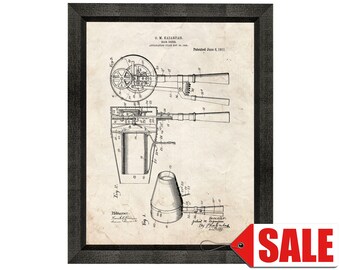 Hair Dryer Patent Print Poster - 1911 - Historical Vintage Wall Art - Great Gift Idea