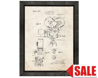 Cinematographic Camera Patent Print Poster - 1937 - Historical Vintage Wall Art - Great Gift Idea