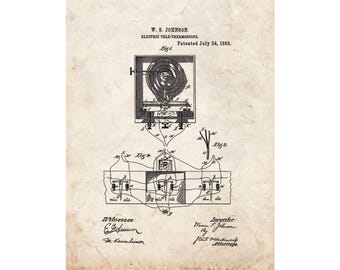Electric Tele-Thermoscope Patent Print Poster - 1883 -  Historical Vintage Wall Art