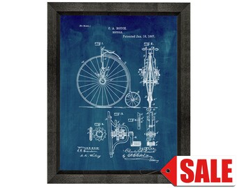 Bicycle Patent Print Poster - 1887 - Historical Vintage Wall Art - Great Gift Idea