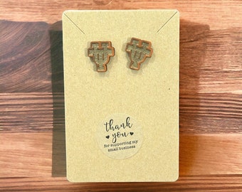 Rustic Longhorn/Texas Medium Stud Earrings - Hook ‘em!