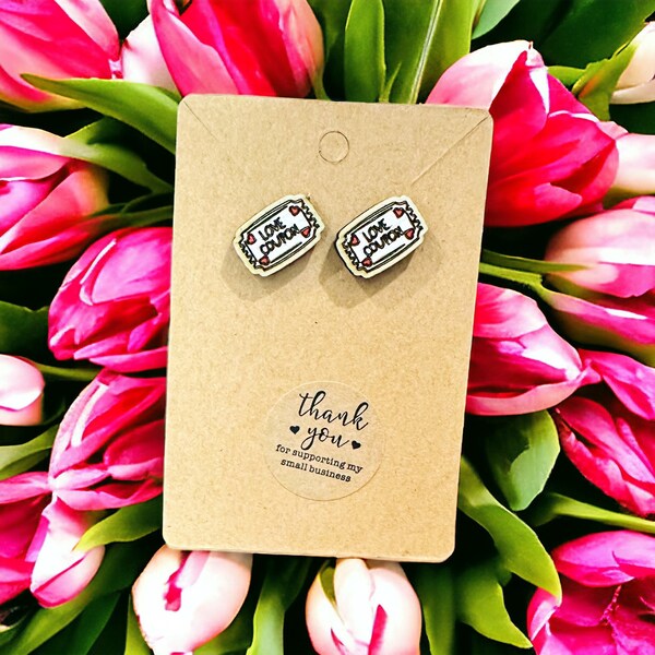 Boucles d'oreilles clous d'oreilles avec coupon d'amour pour la Saint-Valentin