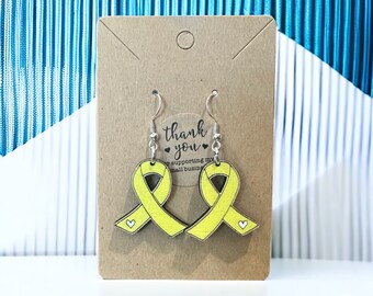 Yellow Ribbon Cancer Awareness Earrings | Nurse | Survivor |