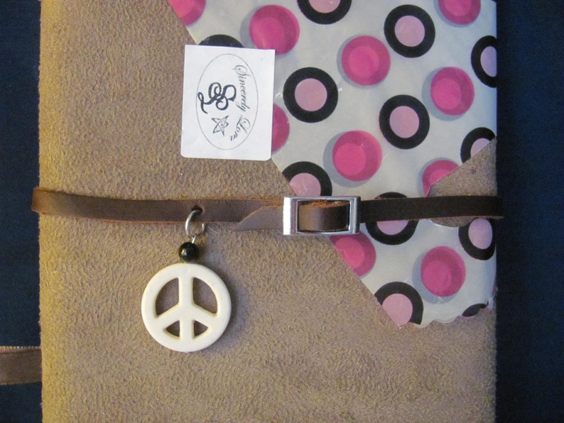 Brown Leather Choker Necklace with Peace Sign
