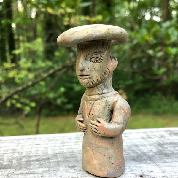 Mushroom Medici totem, sacred sculpture, OOAK tiny garden art, unique handcrafted