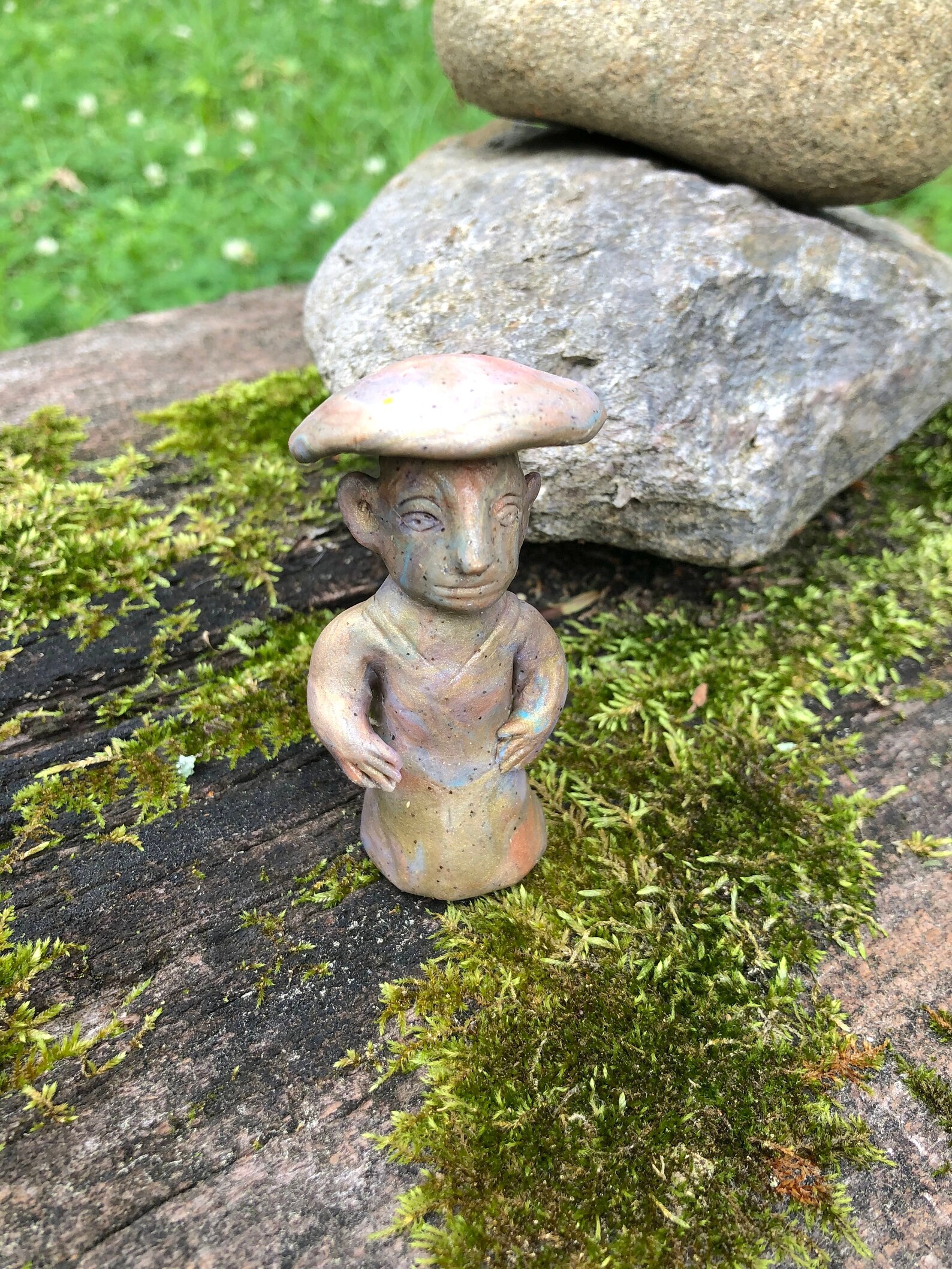 Mushroom man totem Mayan sacred sculpture OOAK tiny garden Etsy