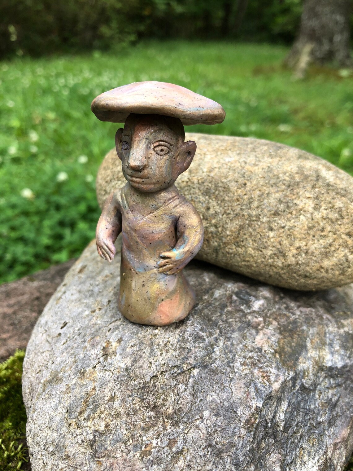 Mushroom man totem Mayan sacred sculpture OOAK tiny garden Etsy
