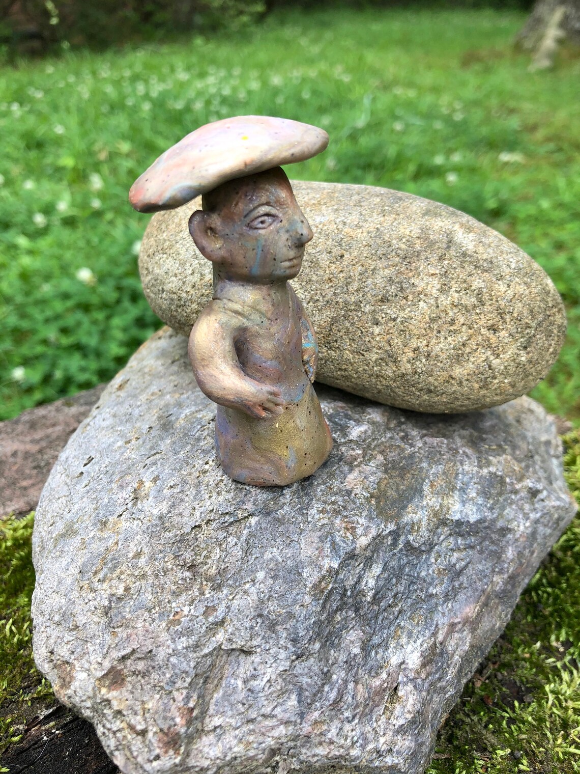 Mushroom man totem Mayan sacred sculpture OOAK tiny garden Etsy