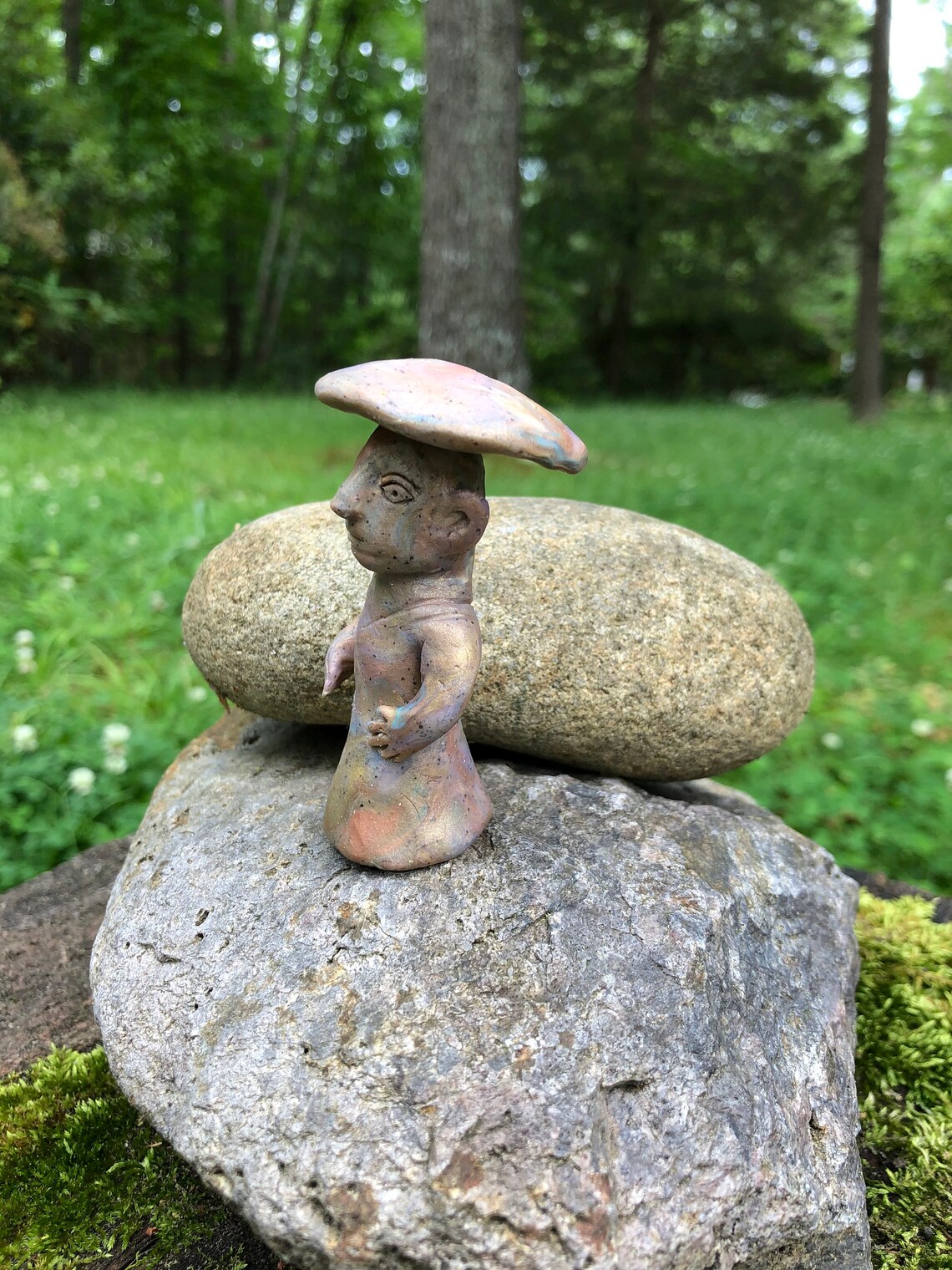Mushroom man totem Mayan sacred sculpture OOAK tiny garden Etsy