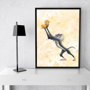 Simba and Rafiki From the Lion King Art Print, Disney Poster, Wall ...
