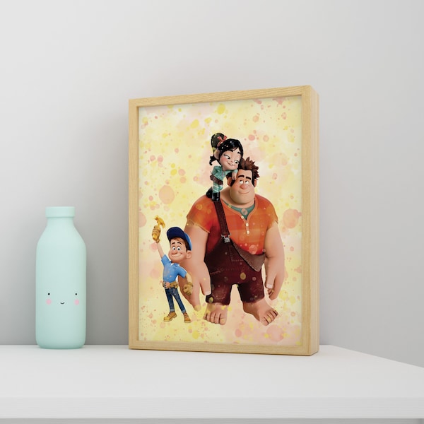 Wreck-It Ralph Art Print, Disney Poster, Disney Wall Decor, Birthday gift, Kids gift, Christmas gift, Disney Wall Art, Nursery Decor, Canvas