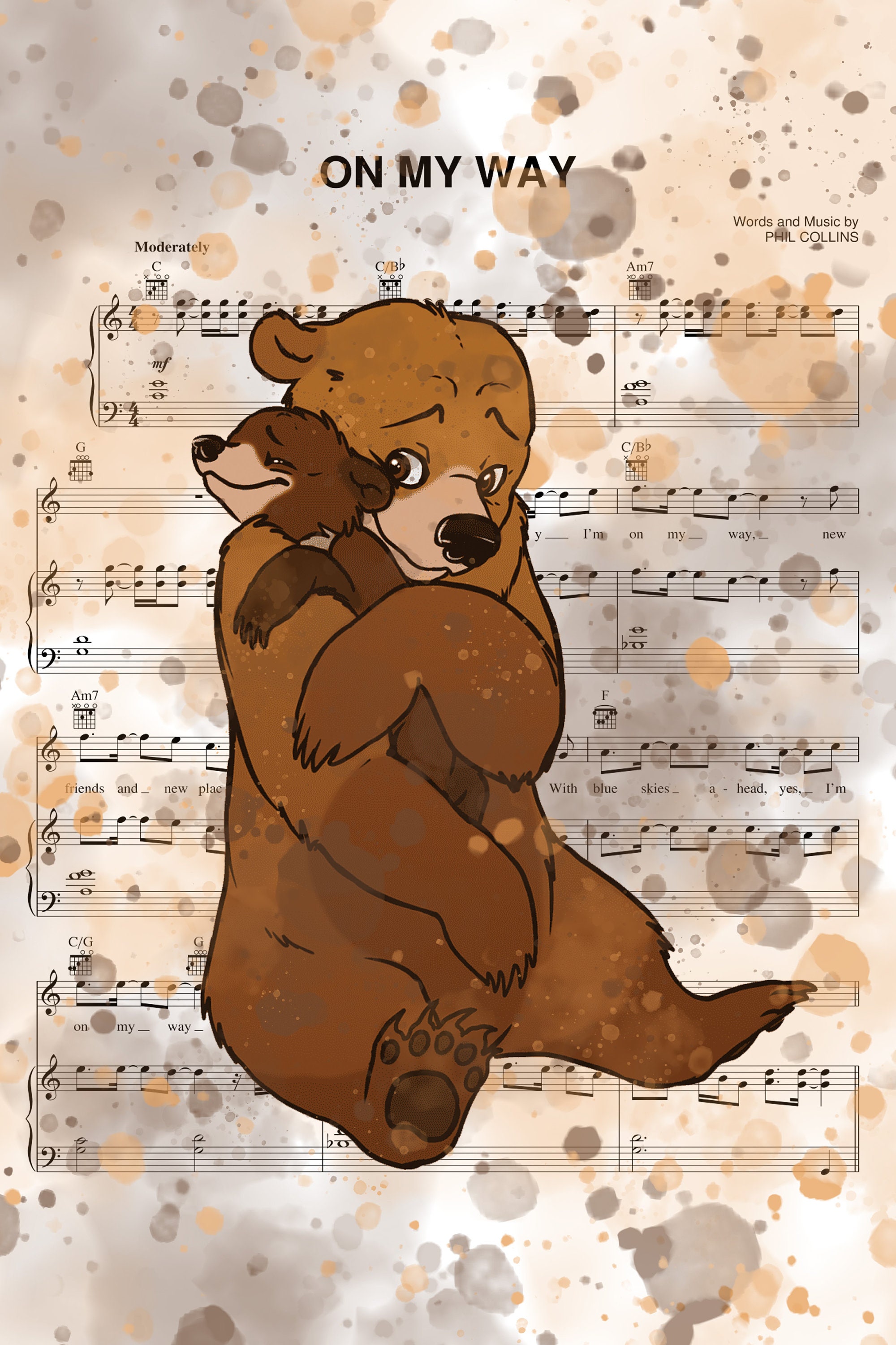Brother Bear on My Way Music Sheet Art Print Disney Poster Etsy