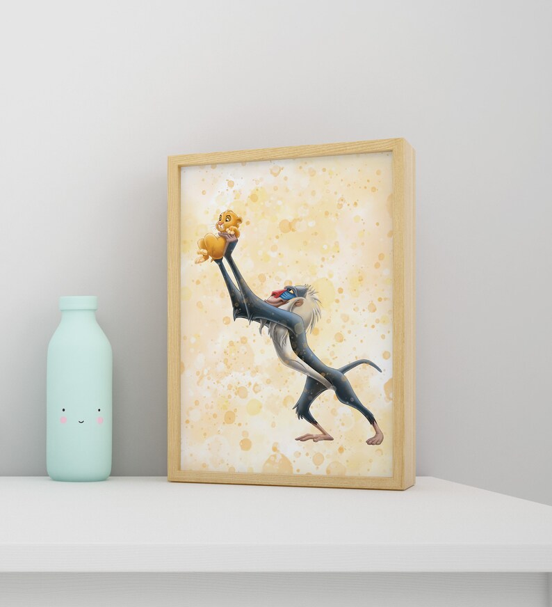 Simba and Rafiki From the Lion King Art Print, Disney Poster, Wall Decor, Home Decor, Birthday
