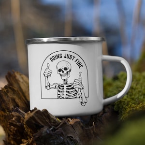 Thumbs up Skeleton cup | Halloween mug | gift for coffee lover | gift for halloween lover | funny skeleton | quirky Skeleton