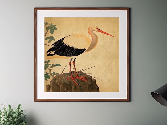 Vintage Japanese Stork Print | Japanese Art | Japanese Decor