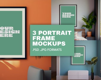 Eclectic room portrait frame mockup psd, jpg, Poster psd mockup, A4 vertical frame mockup, Vertical mock ups, Mockup, Adjustable Mock up, A3