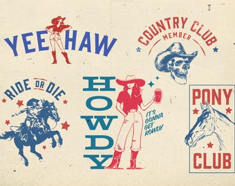 Ultimate western png bundle, 5 original Vintage western designs, Vintage Shirt Graphic Transparent PNG Digital Download, western DTG, hi res