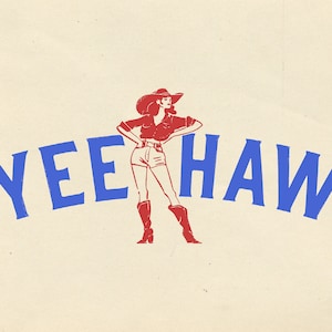 YEE-HAW cowgirl, Retro Cowgirl Bronco, Vintage Boho Western Clipart Country Chic Digital Download Vintage Shirt Graphic Transparent PNG