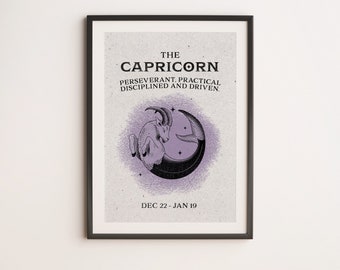 Gift for Capricorn | Astrological poster | star sign print | Zodiac Print | Capricorn | horoscope print | Art print | Astrology wall art