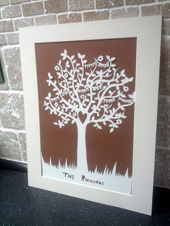 Items similar to Lovely Personalised Family Tree Paper  Cut 
