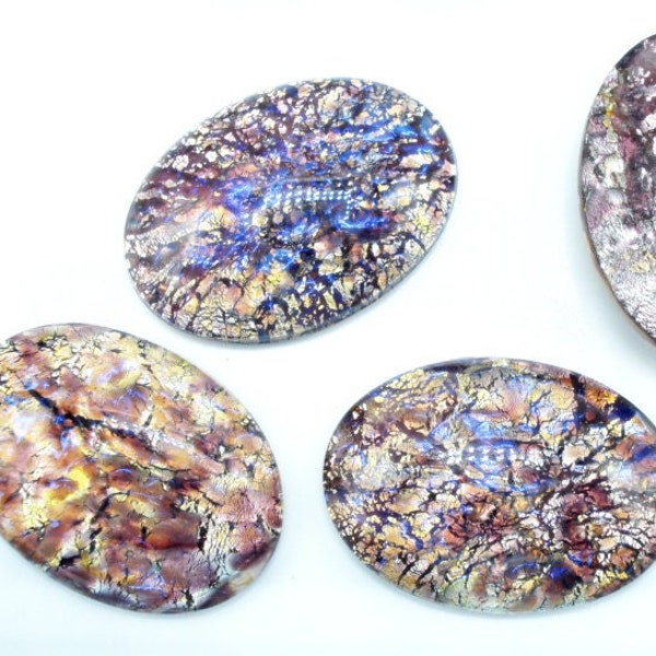 1 pc 25x18mm Amethyst Opal Oval Cabochon Vintage Glass Stones