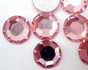 6 pc Lot 42ss 8.9-9.2mm 9mm Light Rose Pink Vintage Swarovski 2000 Round Flat Back No Hot Fix