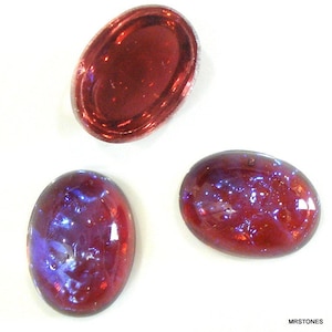 1 Stück 25 x 18 mm mexikanischer Opal Vintage Glas Oval Cabochon Drachen Atem
