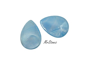 Cabochon En Agate Ovale 18x13mm Blanc Bleu Turquoise - Pierre Naturelle Pour Bijoux DIY - Marque Homemade