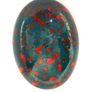 2 pc Lot 18x13mm Glass Bloodstone Oval Cabochons Repair Craft Artisan Green Red