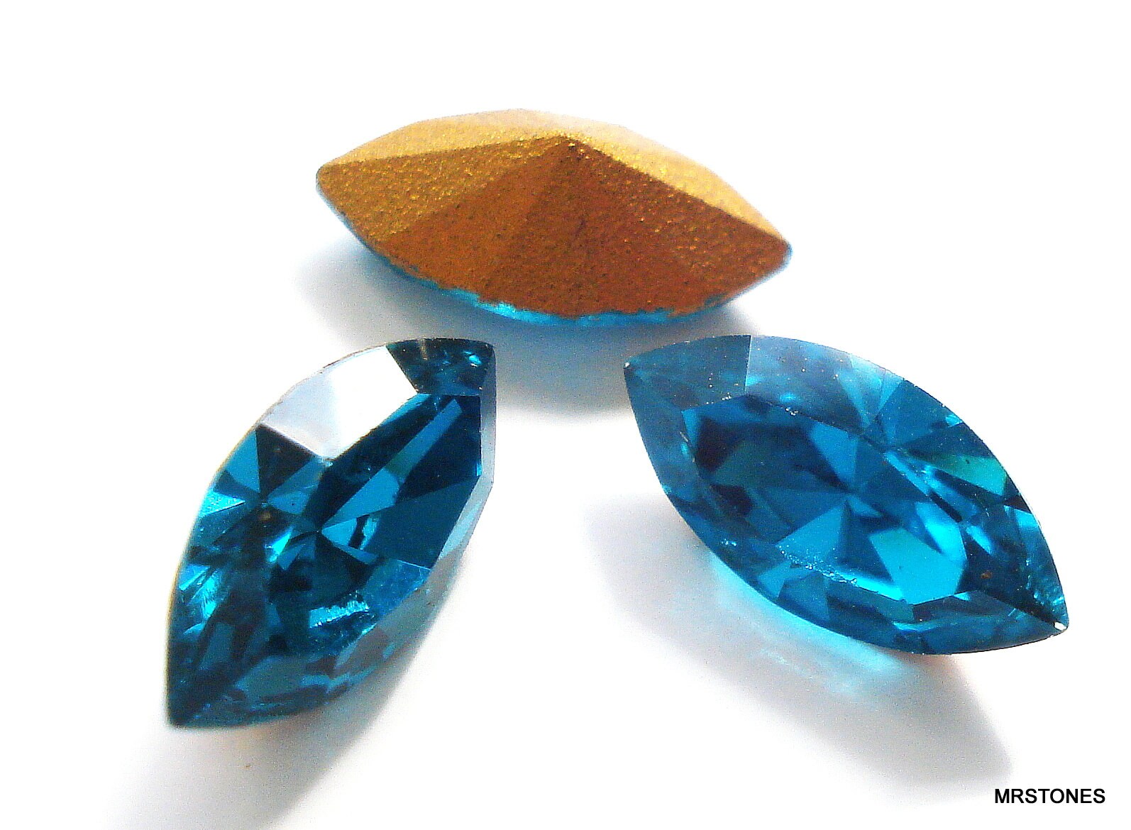12 Pc Lot 10x5mm Blue Zircon Color Vintage Rhinestones