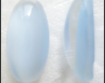 6 pc Lot 14x7mm (2195) Glass Light Blue Moonstone Oval Cabochon