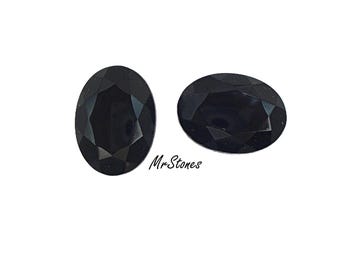 4 strass vintage ovales en verre noir de jais, 18 x 13 mm