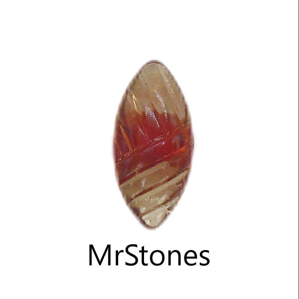 4pc Lot 15x7mm Ruby Smoked Topaz Two Toned Leaf Ribbed Cut Marquise Navette Buff Top Doublet Leaves Vintage Glass Stones