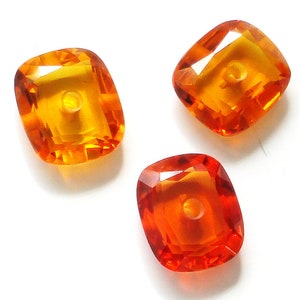 14x12mm Synthetic Corundum Yellow Antique Cushion With 2mm Hole