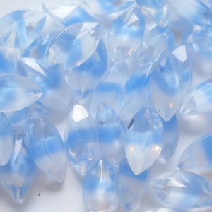 50 pc Lot 8x4mm TTC ? Blue Givre Unfoiled Marquises Navettes Vintage Glass Stones