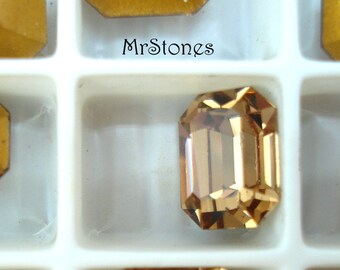 Vintage Swarovski Rhinestones: Light Colorado Topaz, 8x6mm Octagon (6 pc lot)