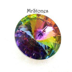 1 pc 18mm Vitrail Medium Tchèque M/C Rivoli vintage Strass