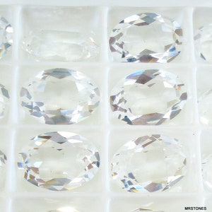 2 pc Lot 14x10mm Crystal Clear Unfoiled Ovals Swarovski 4120 Vintage Pointed Back Rhinestones