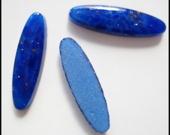 Lote de 24 piezas de cabujón ovalado de lapislázuli de vidrio de 14x4 mm (2195)