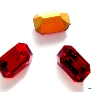 12 pc 6x4mm Siam Red Cushion Octagon Vintage Swarovski 4600 Machine Cut  Rhinestones