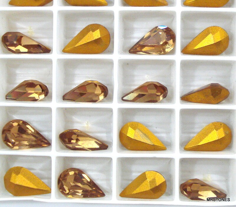 6 Pc Lot 13x7.8mm Light Smoked Topaz Pear Teardrop Vintage