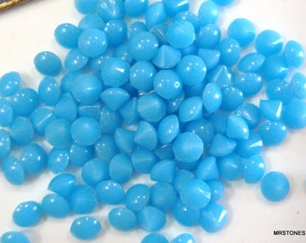 50 pc Lot 2.4mm (8ss) Turquoise Blue Color Round Buff Top Doublet Vintage Glass Czech Stones