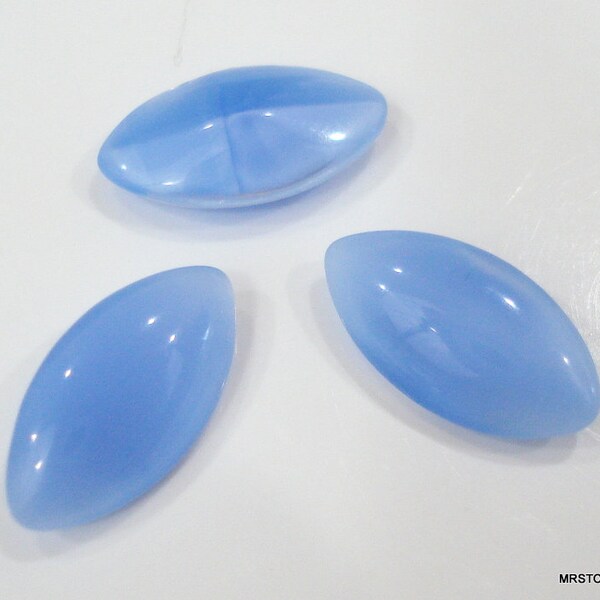 12 pc Lot 18x9mm Blue Moonstone Glow Navette Marquise Vintage Glass Stones Buff Top Doublets