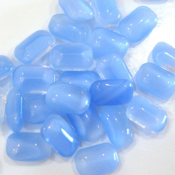 36 pc Lot 6x4mm Blue Moonstone Cushion Octagon Buff Top Doublets Vintage Glass Stones