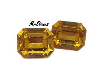 Vintage Swarovski Topaz Yellow Rhinestones, Gold Foiled (Qty 6)